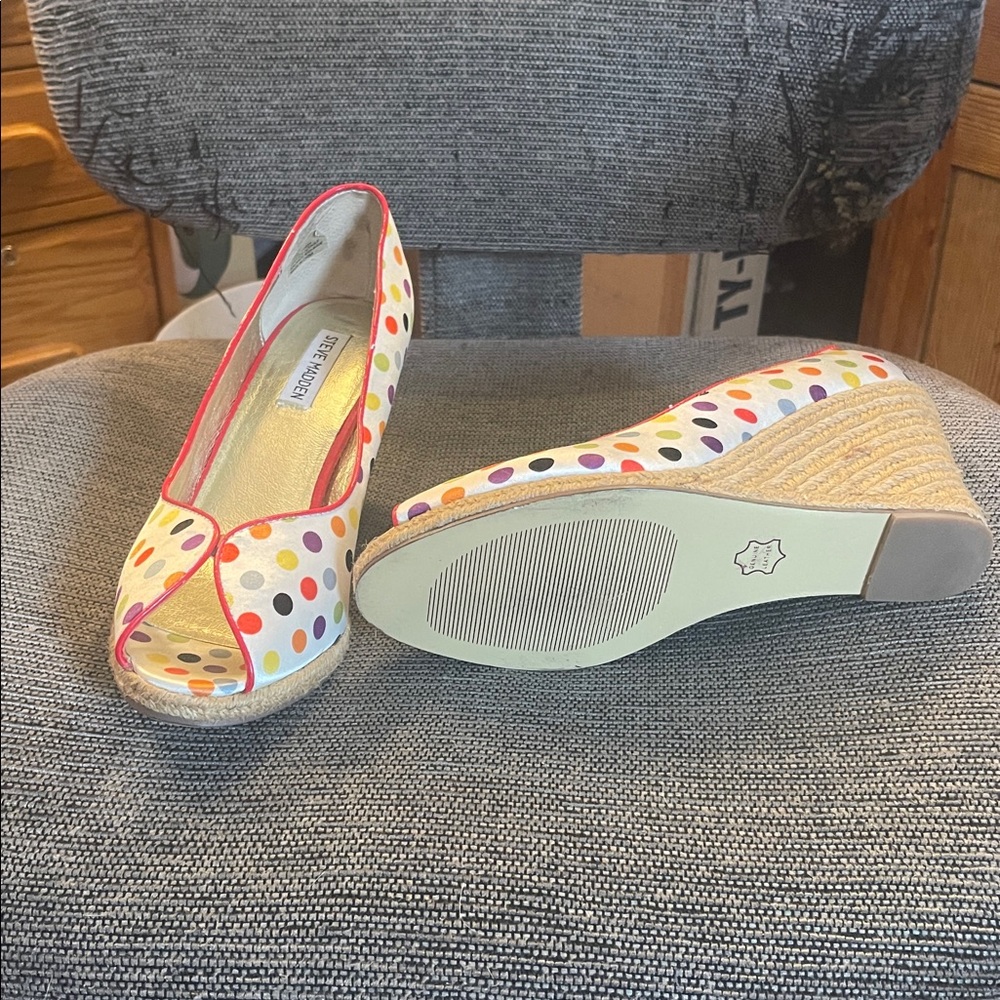 Steve Madden Multicolor Polka Dot Wedges